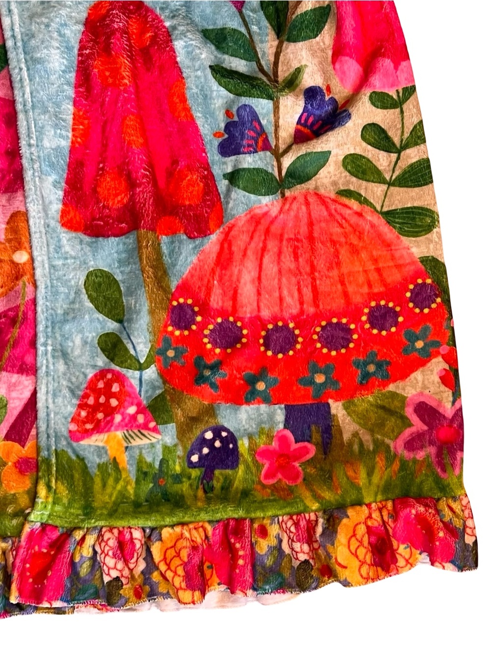 Natural Life Women’s Sz L/XL NWT Plush Towel Wrap Mushroom Print Ruffle - Picture 9 of 15